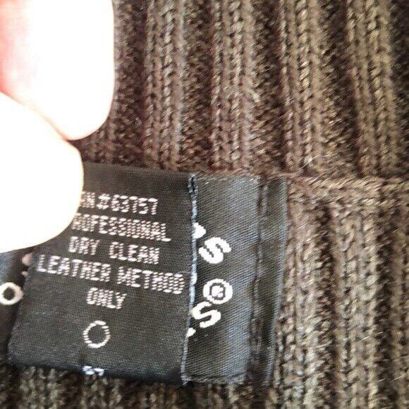 Designers Studio Originals Forest Green Leather Cable Knit Vest Y2K Zip front L - Picture 4 of 6